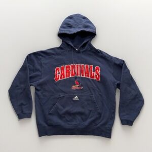 Vintage Adidas Cardinals Embroidered Distressed Hoodie L Navy Blue MLB Baseball